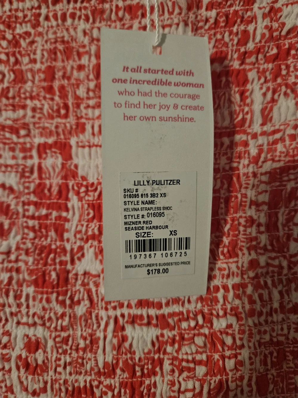 Lilly Pulitzer Kelvina Strapless Smocked Dress in Mizner Red - Picture 1 of 2